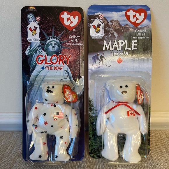 RARE McDonald's TY Glory & Maple Beanie Babies Bear Set MISTAGGED - Picture 10 of 10